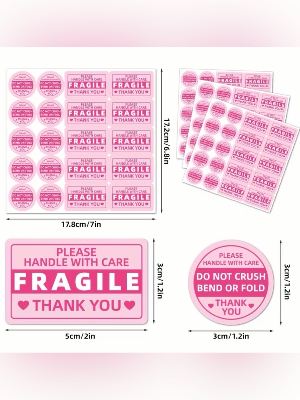 590pc Bundle: 25 Poly Mailers, 40 Fragile Stickers, 25 Cards & 500 Stickers - Picture 8 of 16